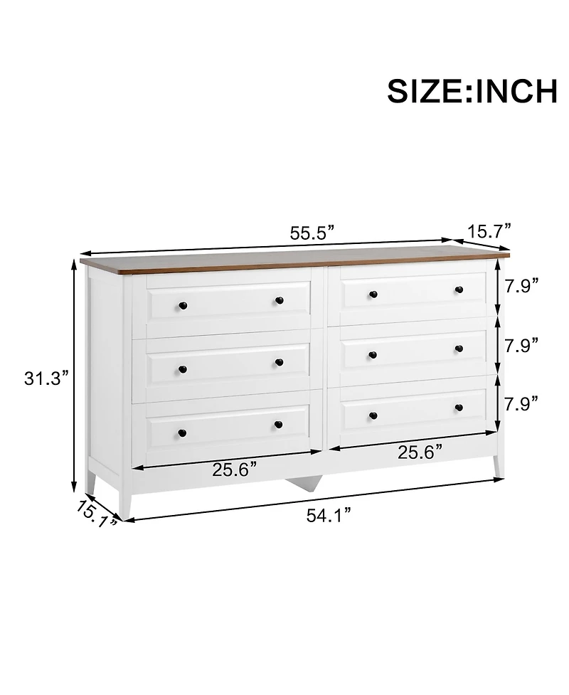 flynama 6 Drawer Classic Dresser Organizer Cabinet for Nursery Home Furniture with Spacious Drawers Easy Assembly Durable