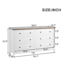 flynama 6 Drawer Classic Dresser Organizer Cabinet for Nursery Home Furniture with Spacious Drawers Easy Assembly Durable