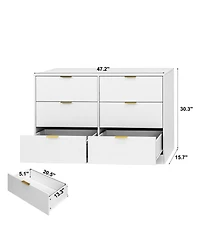 flynama Simply Modern 6 Drawer Dresser for Bedroom Living Room Hallway Entryway