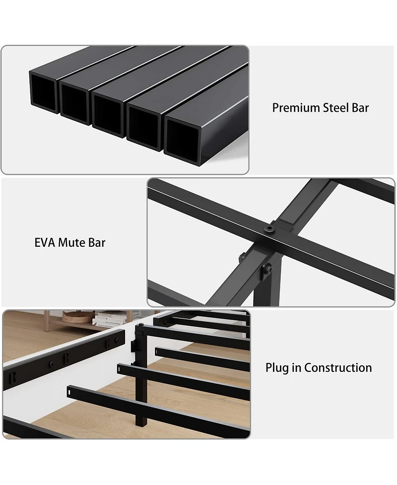 flynama Bed Frame Wood Platform Bed Large Underbed Storage Noise Free No Box Spring