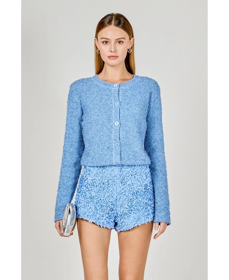 endless rose Women's Textured Buttoned Sweater Cardigan