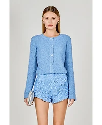 endless rose Women's Textured Buttoned Sweater Cardigan