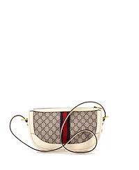 Pre-Owned Gucci Large Ophidia Curved Zip Shoulder Bag Gg Coated Canvas with Leather