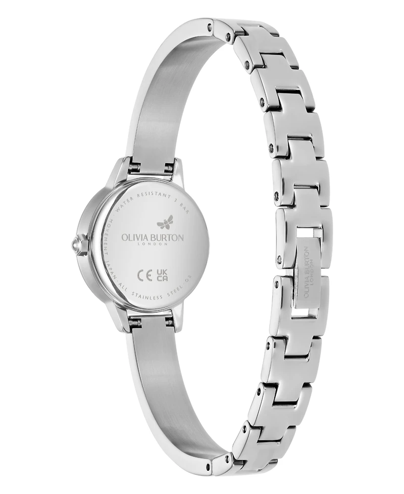 Olivia Burton Women's Mini Classic Silver Tone Stainless Steel Bangle Bracelet Watch, 23mm