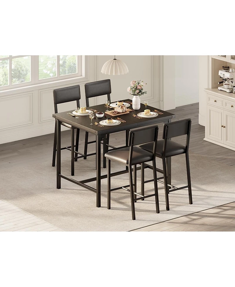 gaomon Dining Table Set for 4 W/Footrest & Backrest, Kitchen Table Set with Corner Protector, for Small