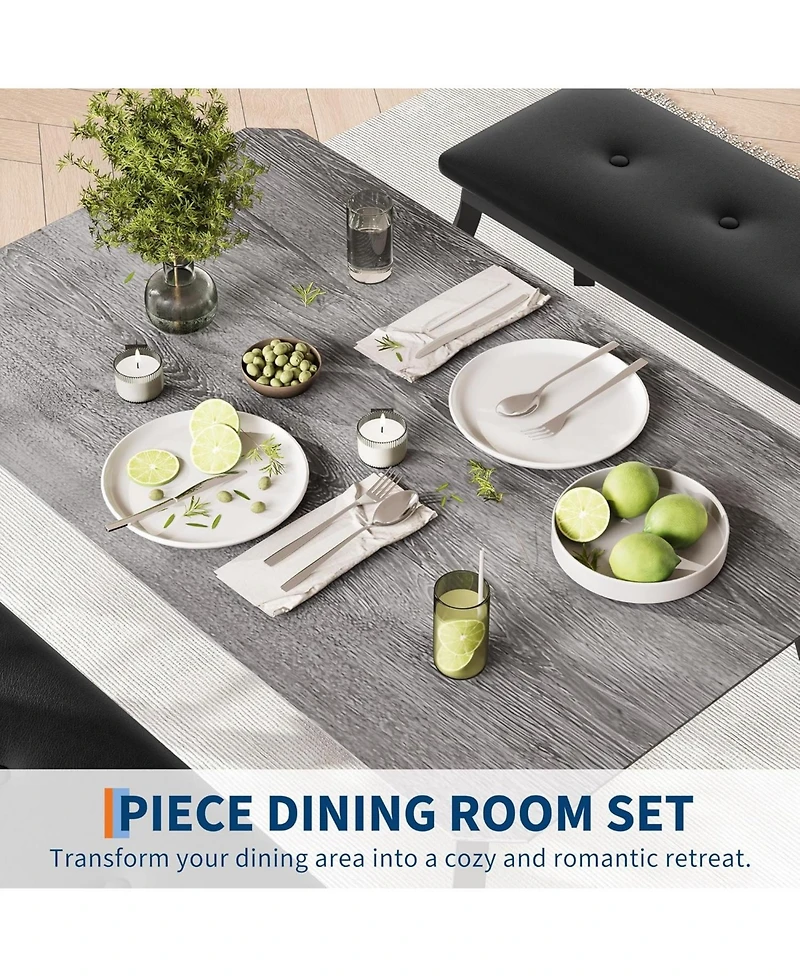 gaomon Dining Table Set for 4, Metal Frame Kitchen, 3Pcs Room Furniture Apartment, Studio, Home, Easy Assembly