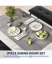 gaomon Dining Table Set for 4, Metal Frame Kitchen, 3Pcs Room Furniture Apartment, Studio, Home, Easy Assembly