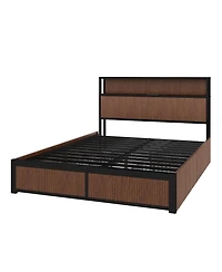 flynama Wooden Platform Bed With Multiple Drawers Storage Socket Wood