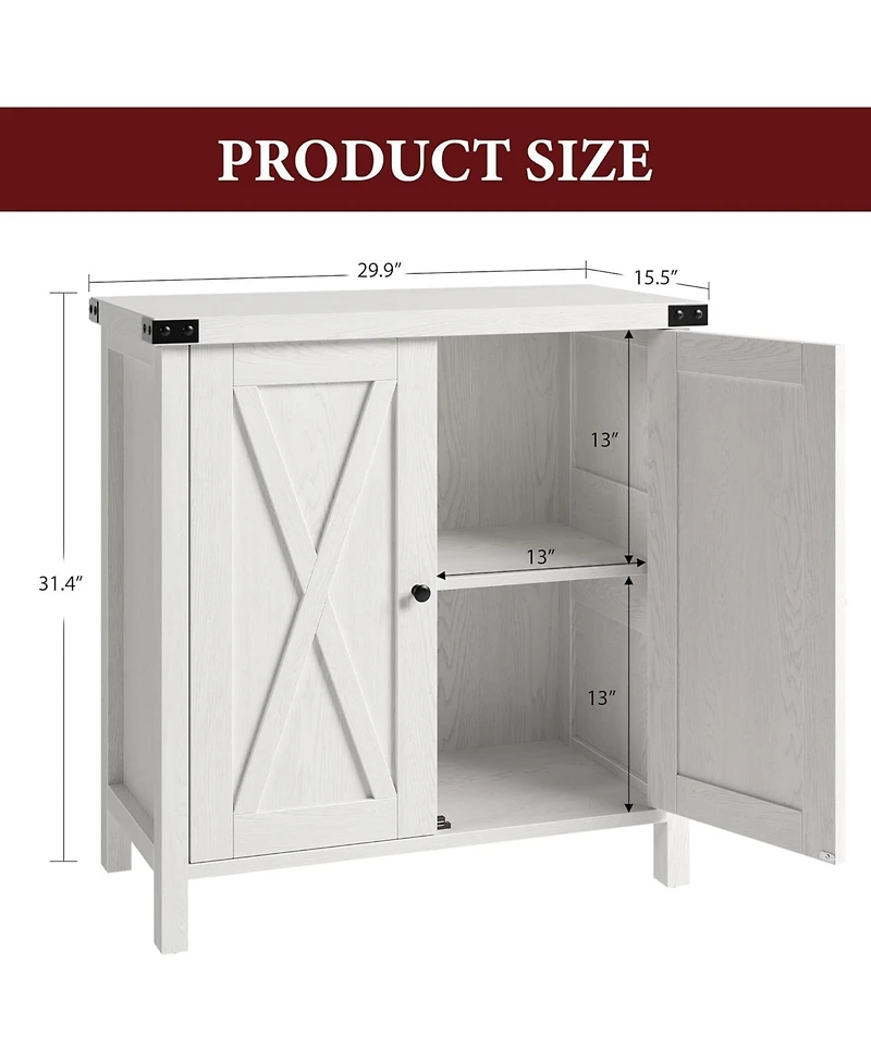 gaomon Farmhouse Sideboard Buffet Cabinet with Adjustable Shelves and Barn Doors Rustic Modern Coffee Bar and Kitchen Organizer