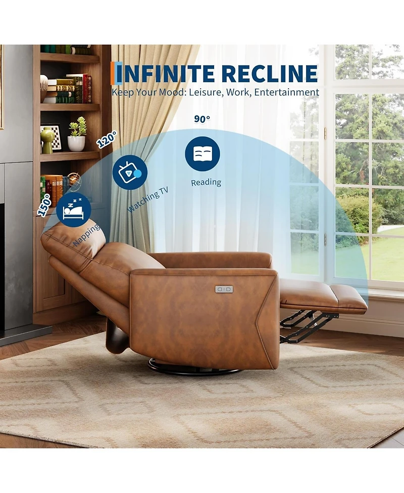 gaomon Power Recliner Chair, Swivel Rocker for Adults, Fabric Glider Recliner, Usb Ports, High Back, Single Sofa