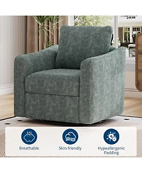 gaomon Accent Chair for Living Room, 360° Swivel, Modern Linen Armchair, Comfy Upholstered Seat, Single Sofa