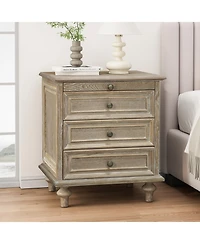 Flynama Chic Luxurious Premium Neutral Nightstand with 4 Drawers Bedroom Bedside Storage Table