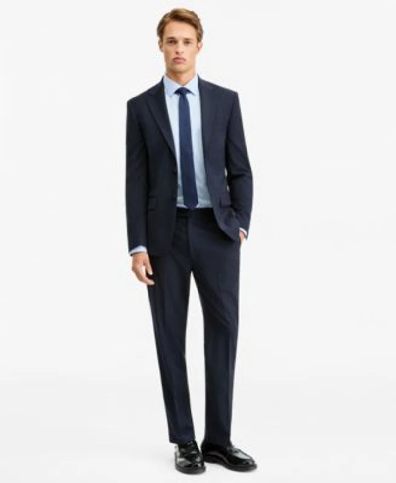 Calvin Klein Mens Slim Fit Wool Blend Plaid Suit Separates