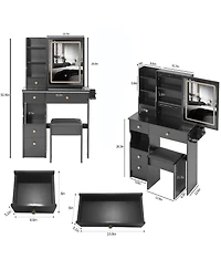 Flynama Small Size Left Drawer Desktop Vanity Table with Minimalist Style for Compact Living