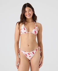 Roxy Women's Cherry Printed Reversible Mini Tiki Tri Halter Bikini Top