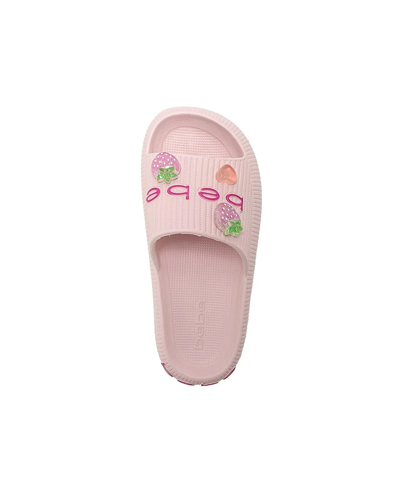 Bebe Big Girls Eva Slide - Lightweight Comfy Sandals with Fruit Charms