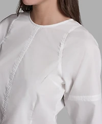 Bcbg Women's Short-Sleeve Crewneck Crinkle Top