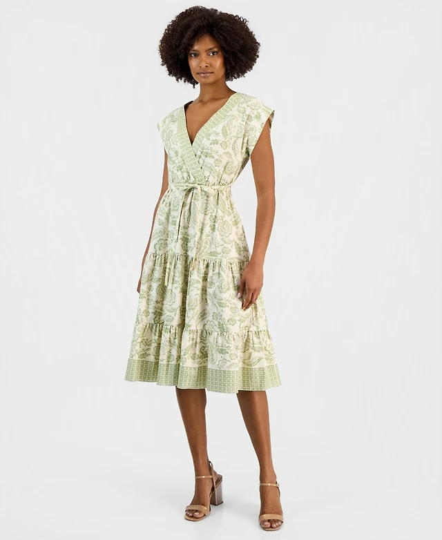 vince camuto floral embroidered mesh midi dress NEW Vince Camuto Floral Embroidered Mesh Midi Dress V neck Front/Back Sz 2  $168