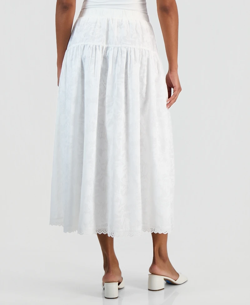 Vince Camuto Women's Tonal-Print Tiered Lace-Trim Maxi Skirt