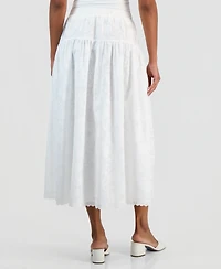 Vince Camuto Women's Tonal-Print Tiered Lace-Trim Maxi Skirt