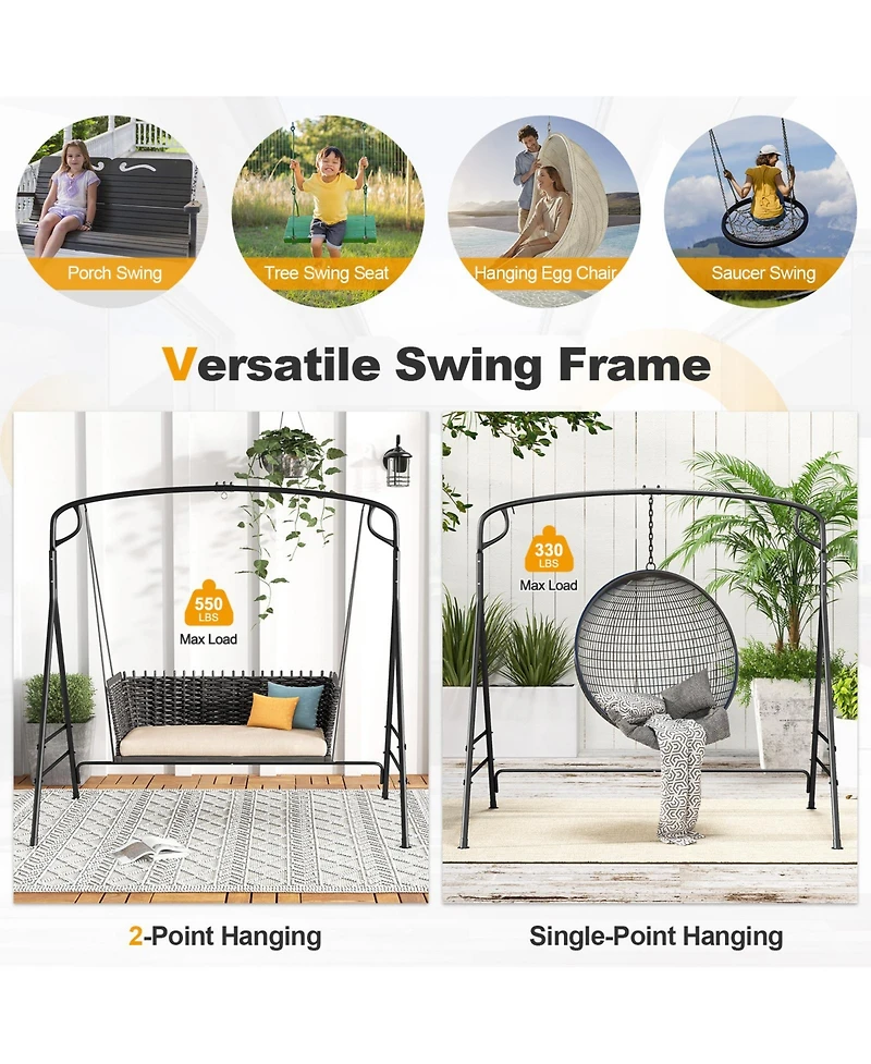 Mecale Outdoor Metal Swing Frame Stand with Extra Side Bars