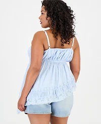 And Now This Trendy Plus Asymmetric Lace-Trim Sleeveless Top, Macy's Exclusive