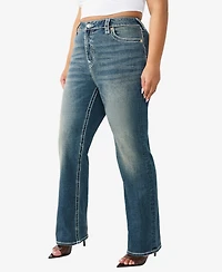 True Religion Plus Billie Mid-Rise Straight Super T Flap Jeans