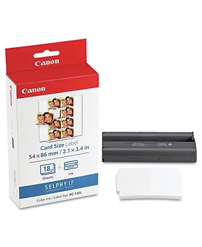 Canon Kc-18IL Color Ink Cartridge and Mini Label Set, 18 Sheets, 8 Labels/Sheet