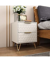 Flynama Versatile Neutral Nightstand with 2 Drawers Modern Bedroom Furniture Bedside End Table