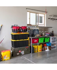 Homz Durbilt 15 Gal Storage Containers Tough Flip Lid Bins, 6 Pack, Black/Yellow