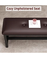 Gaomon 3 Piece Extendable Dining Table Set for 4–6, Rectangular Kitchen Table with 2 Upholstered Benches for Apartment Dining