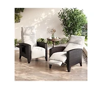 gaomon Wicker Recling Patio Chair with Independent Adjustable Back and Footrest Air Pump Lay Flat Reclining Outdoor Recliner