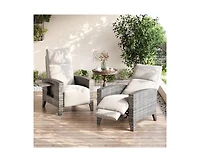 gaomon Wicker Recling Patio Chair with Independent Adjustable Back and Footrest Air Pump Lay Flat Reclining Chair Outdoor Recliner Chair