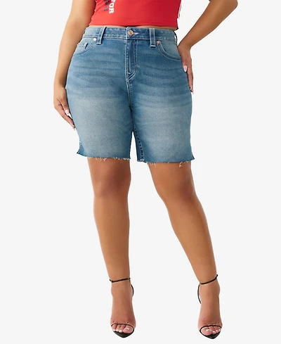 True Religion Plus Miya Mid-Rise Bermuda Shorts