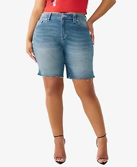 True Religion Plus Miya Mid-Rise Bermuda Shorts