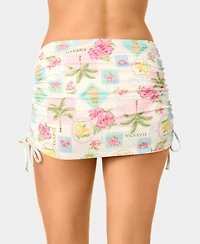 California Waves Women's Popcorn Scrunch Tunneled Side-Tie Swim Skirt