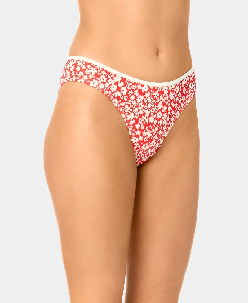 California Waves Women's Garden Ditsy Wide Rib High-Leg Swim Bottoms