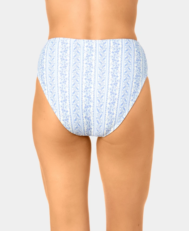 California Waves Women's Toile Stripe High-Waist Swim Bottoms