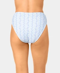 California Waves Women's Toile Stripe High-Waist Swim Bottoms