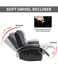 Sumyeg Recliner Chair with Heat Massage Manual Rocker and Swivel in Fabric