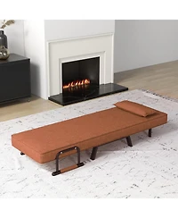 Sugift Folding 6 Position Convertible Sleeper Bed Armchair Lounge Couch with Pillow