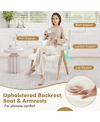 Sugift Mid Century Modern Accent Chair with Rubber Wood Frame and Padded Armrests