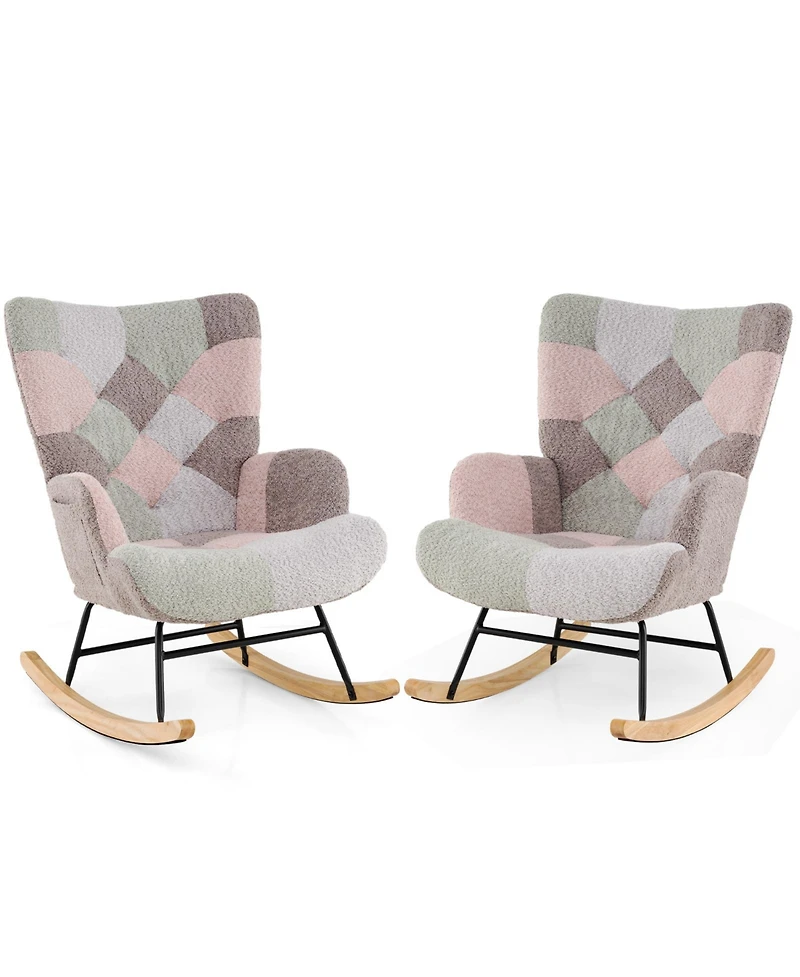 Sugift Nursery Rocking Chair with Ergonomic Armrests and High Backrest for Living Room