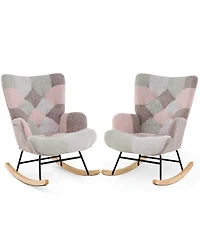 Sugift Nursery Rocking Chair with Ergonomic Armrests and High Backrest for Living Room