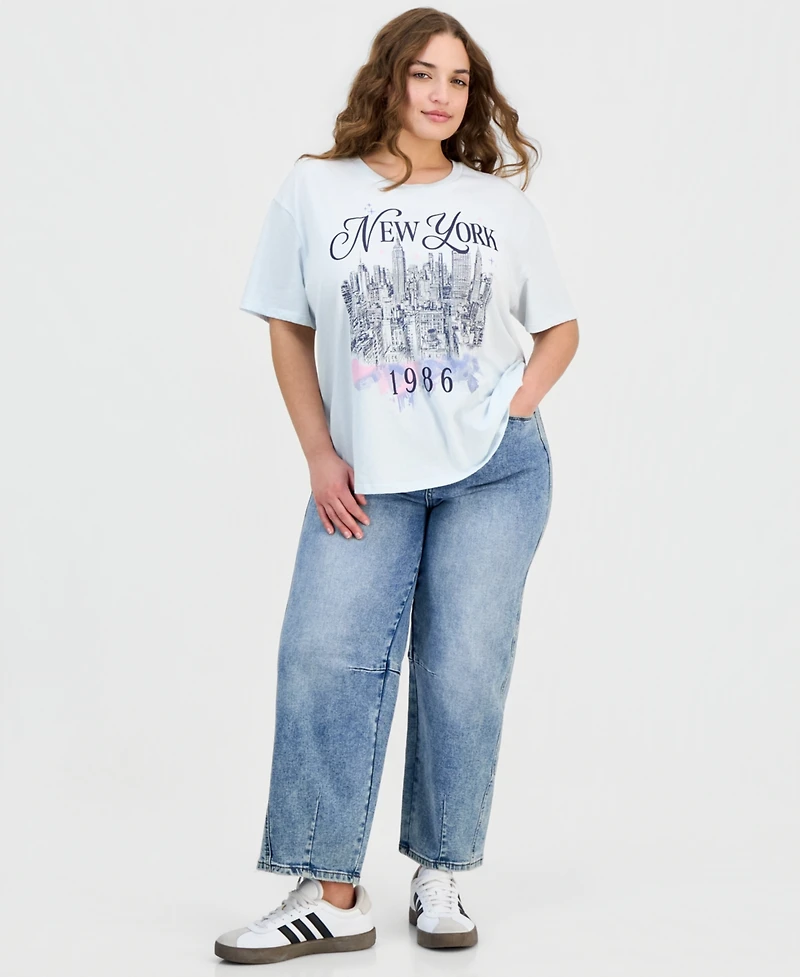 Rebellious One Trendy Plus New York Skyline Short-Sleeve Tee