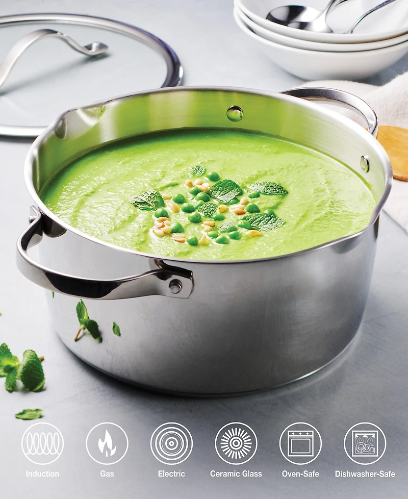 Tramontina Tempo Tri-Ply Base Stainless Steel 5-Quart Dutch Oven Pot with Glass Lid