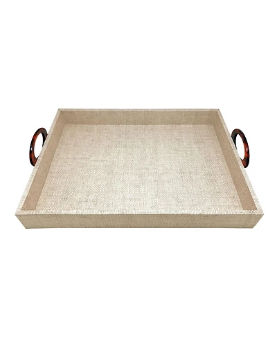 Mariposa Coconut Grove Faux 14" Grasscloth Tray