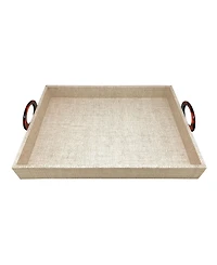 Mariposa Coconut Grove Faux 14" Grasscloth Tray