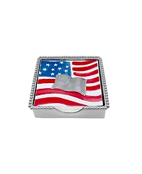 Mariposa American Flag Beaded 5.75" Napkin Box Set