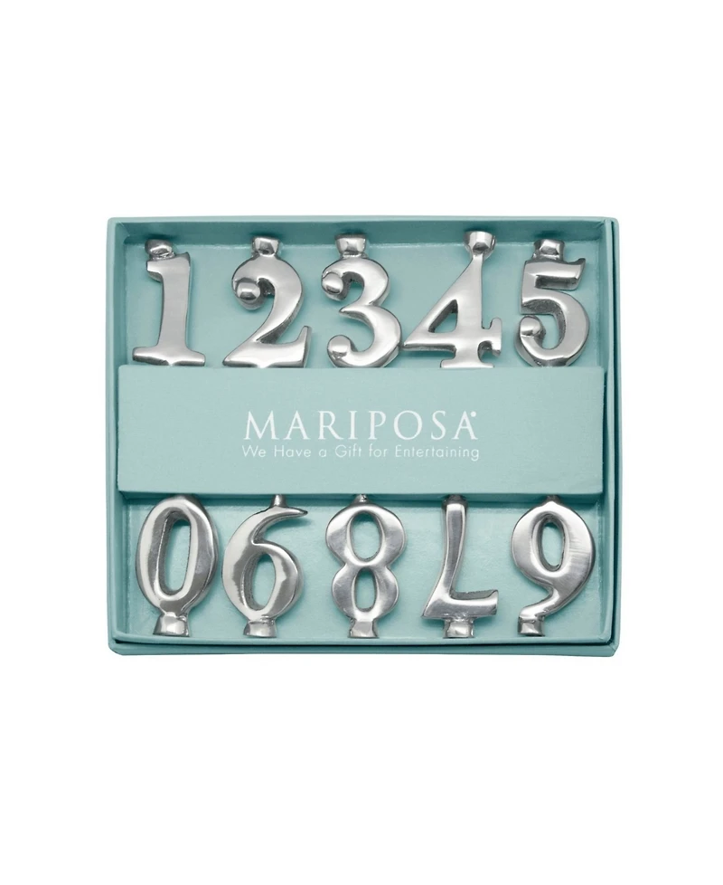 Mariposa Aluminum 10-Pc. Number Candle Holder Set